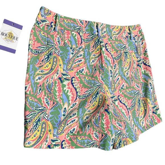 Talbots Womens 12 Petite Perfect Short Chino Botanical Paisley Pockets Stretch - Picture 7 of 15